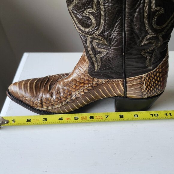 Larry Mahan Handcrafted Exotic Python & Leather Western Cowboy Boots Men’s 7E - Picture 8 of 11